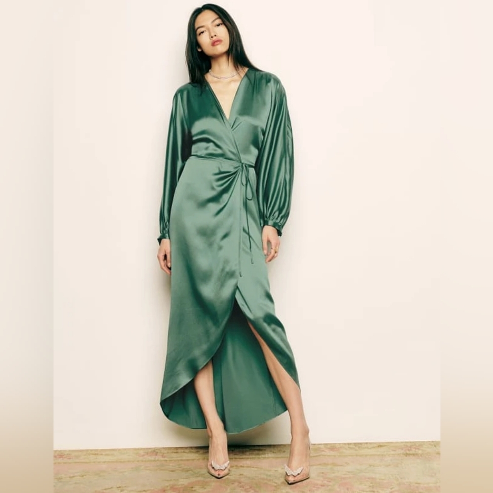Reformation Gilbert Silk Wrap Dress